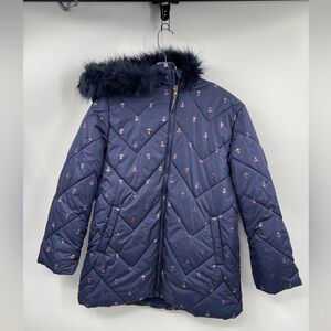 Nautica Girls L Heavyweight Hooded Winter Puffer Coat with Full Zip AOP